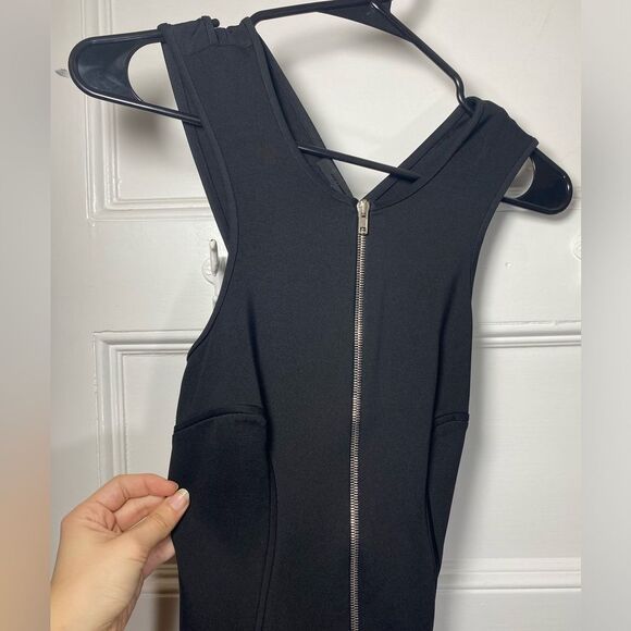 ALEXANDER WANG Bodycon Zipper Front Ponte Mini Dress Crisscross Back Black Sz 6 - Picture 6 of 13